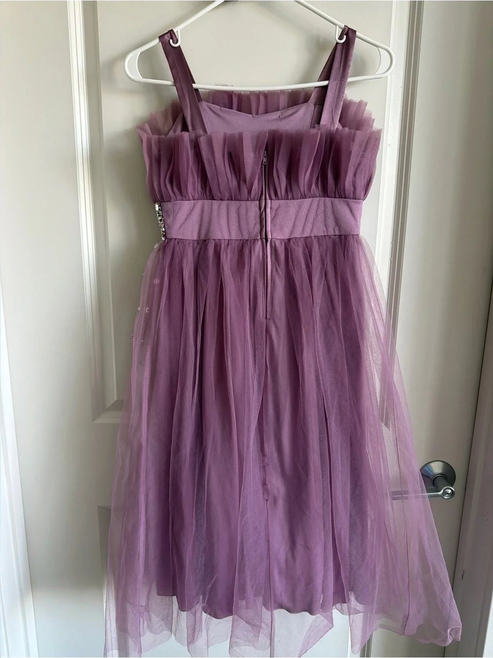 Girls Purple Tulle Dress with Sparkle Waistband